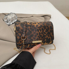 (Dark Brown) Chic Print Leopard Handbag For Women With Soft Structured Design Style For Daily