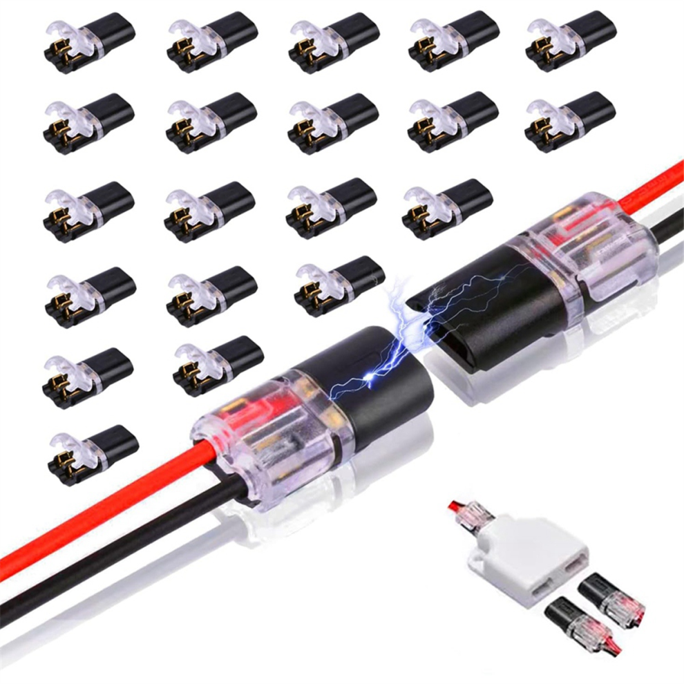 20Pcs Double-Wire Plug-In Connector, Pluggable 2 Pin Way Led Wire Connectors, With Locking Buckle Fast Connectors 4852649090340