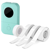 D30 Label Maker Machine with 4 Tapes-Black on White Tape 12mm 0.47 In, Mini Bluetooth Printer