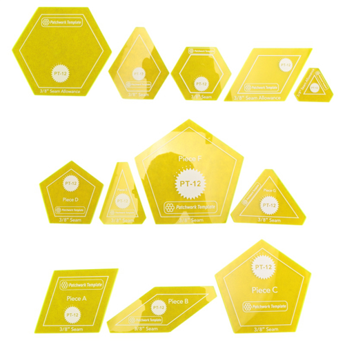 Set of 12 Patchwork/English Paper Piecing Quilt Template Set,Hand Sewing Diamond Triangle Patchwork Tool 2