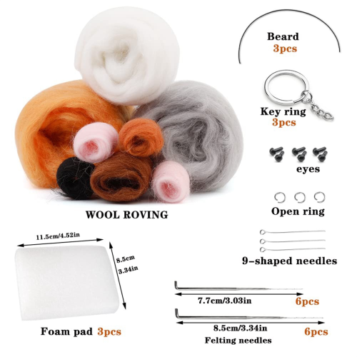 Needle Felting Kits,Needle Kit with Instructions,Needle Pad,Felting Wool,Felting Needles,Keychain 2
