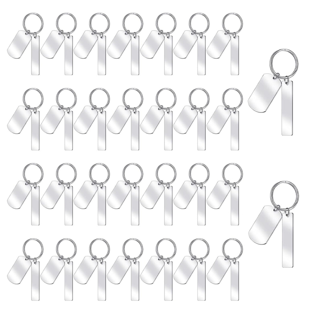 30 Pcs Engravable Metal Keychain Blank Rectangle Stamping Blanks For Engraving Stainless Steel Key Ring Tags 4852649093853