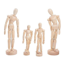 Wooden Manikin Blockhead, Wood Artist Figure Doll Model for Sketch Charcoal Home Office Desk Decoration Gift,4 Pcs