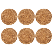 Woven Placemats, Round Placemats,Rattan Placemats,Round Placemats Set, Heat-Resistant/Non-Slip Dinner Plates, 6PCS