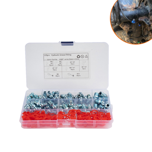 120Pcs/Set Leaf Spring Nut Grease Fittings Couplers Fitting Hydraulic Zerk 2