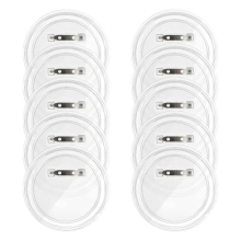 10 Sets of Button Making Blank Buttons Transparent Pins with Pin Back Parts for DIY Badges