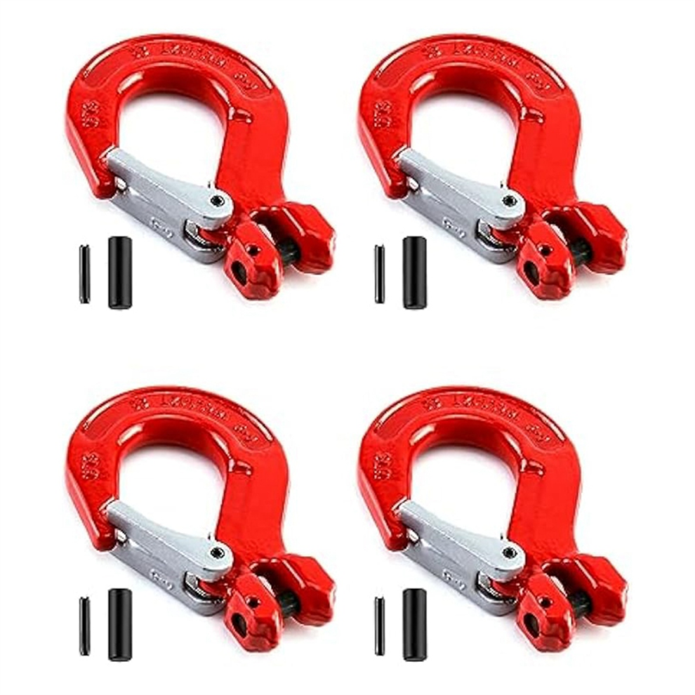 Clevis Hook With Latch, 4 Pack, 5/16Inch, 2470 Lbs Load Limit, Grade 80 Drop Alloy Steel 4852649005054