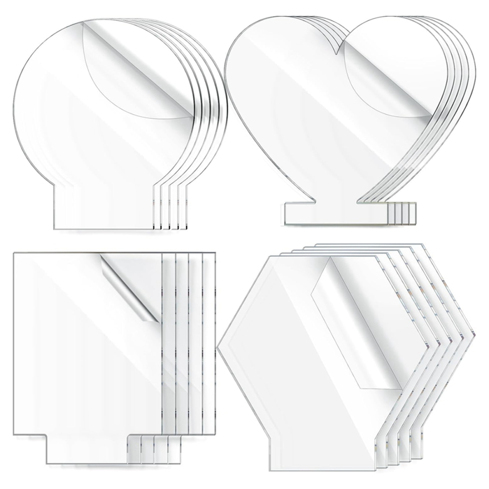 20 Pcs 2 Mm Acrylic Blanks For Light Base Plastic Cast Clear Sheet Panel Sign Blank 4 Shapes 4852649002985