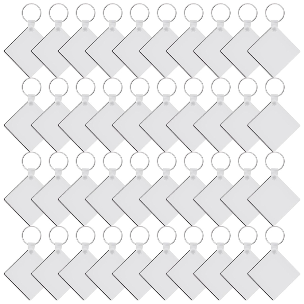 120 Pcs Square Sublimation Keyring Blanks Set with Double Side Heat Transfer Keychain for DIY and Craft-image-OPC-PJ8G5QQ-NEW