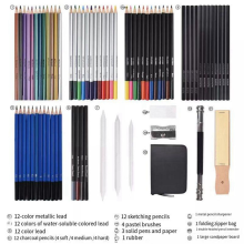 Professional Color Pencil Set for Drawing and Sketch with 72Pcs Charcoal Rod Tool Zipper Canvas