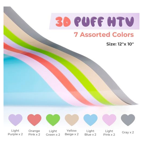 Heat Transfer Vinyl Bubble HTV for -Shirts, Puffy Compatible, Contour Embossed 2