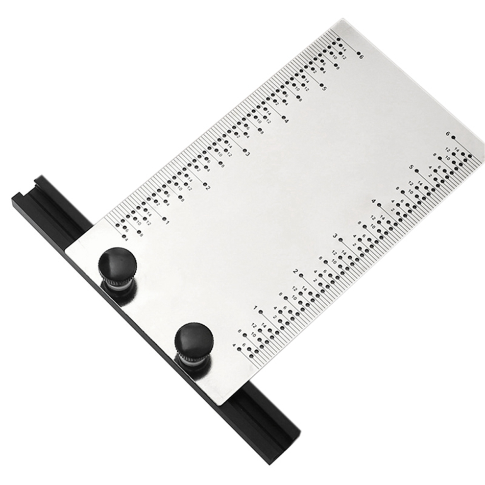 English Hole Ruler Stainless Steel With Base Multifunctional Woodworking Marking Diy Tenon And Mortise 4852649018719