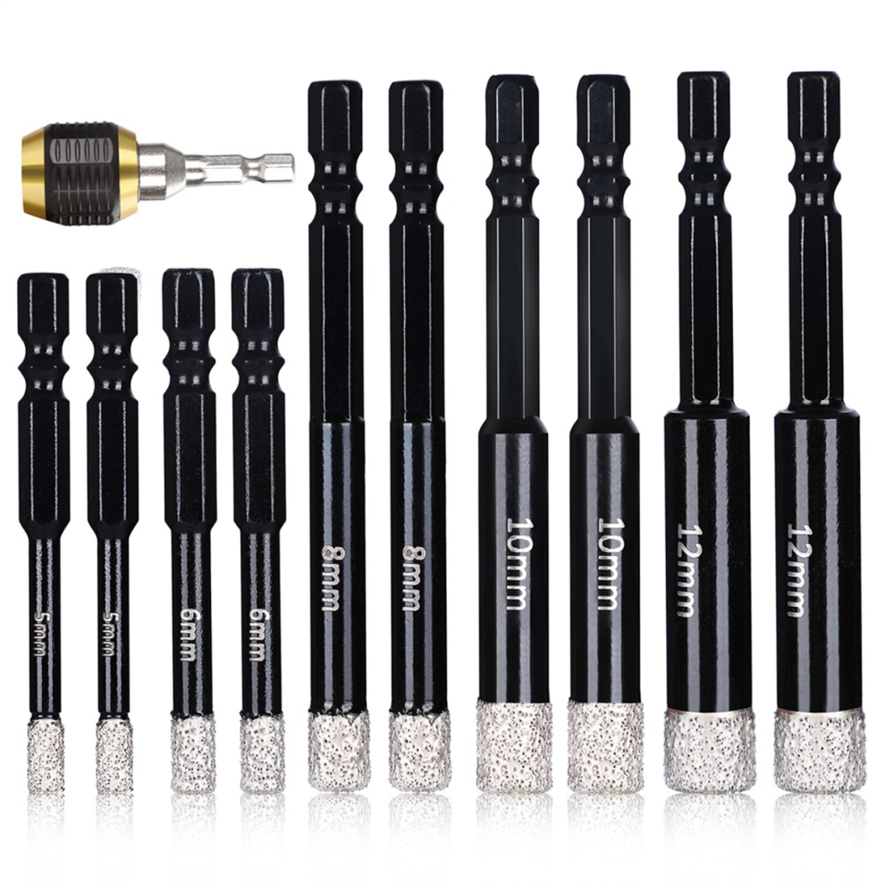 11Pcs Diamond Drill Bits Set For Ceramic Marble Tile Stone Glass Porcelain Hard Materials Core Fast Dry Drilling 4852649018153