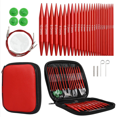 Circular Knitting Needles Sets Aluminum 26PCS Interchangeable Crochet with Chrysanthemum Case Sewing Accessory 1