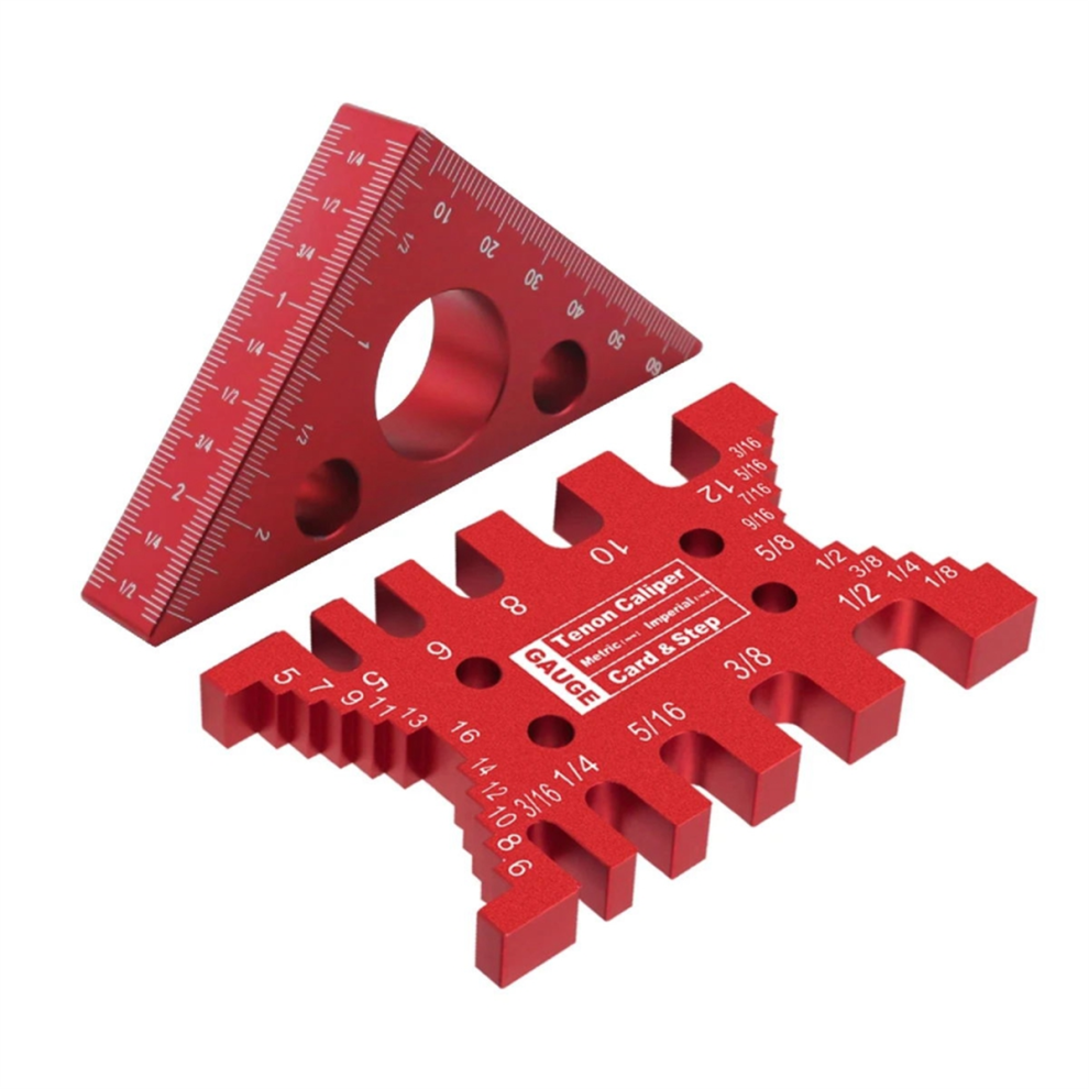 2Pc Dovetail Jig And Triangle Ruler Kit - Router/Saw Table Precision Depth Gauge Tenon Space For Woodworking 4852649024208