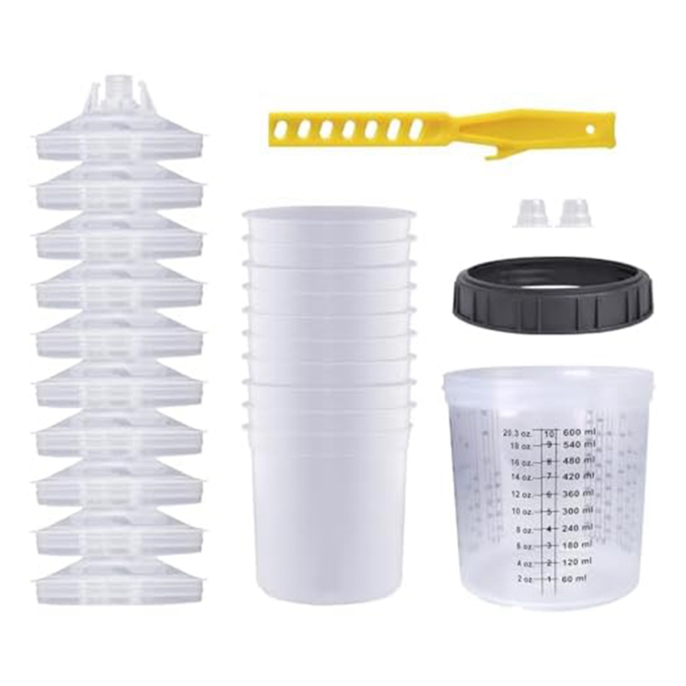 Disposable Paint Sprayer Mixing Cup For Automotive Paintgun, Hvlp Gun20 Ounce (600Ml) Kit 4852649021740