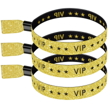 100 Pack VIP Cloth Event Wristband, Solid Color Wristbands, Wristbands for Activities, Parties ( Gold)