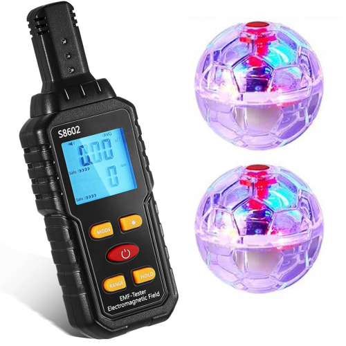 Ghost Equipment Kit, Emf Meter with 2 Motion Light Up CatBalls, Detector