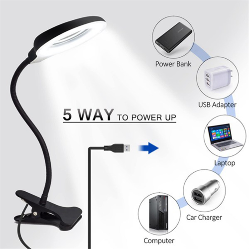 Magnifier Eye-Care Reading Lamp, LED Desk Lamp,Magnifying Lamp for Bedside Work, Craft Workbench 2