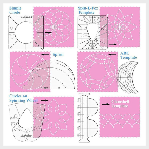 6Pcs Patchwork Ruler Quilting Tools Templates Set DIY Apparel Sewing Supplies Quilter Stencil Tool 2