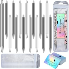 15 Set Stainless Steel Pen Blank Resealable Bags and Holographic Thank You Card for DIY Glitter Packaging