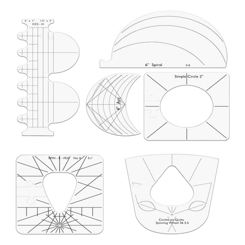 6Pcs Patchwork Ruler Quilting Tools Templates Set DIY Apparel Sewing Supplies Quilter Stencil Tool 1