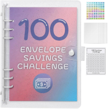 100 Envelope Money Savings Challenge Binder, Expense Budget Sheet for Budgeting and Saving Money, Binder White