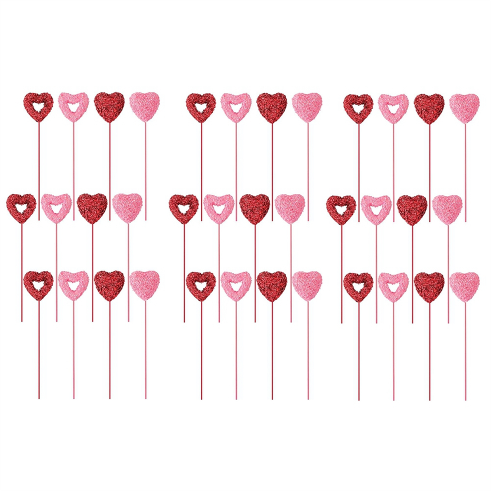 36 Pcs Valentine Glitter Foam Hearts Picks Valentine'S Day Puffy Sparkly Stems Valentines Floral-image-OPC-PJ8GCCS-NEW