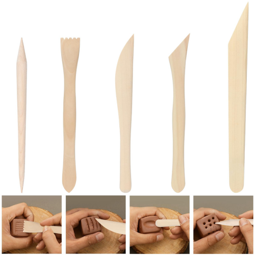 Clay Tools 21 PCS, Pottery Tool Kit Dotting Polymer Tools, Ceramics with Wooden Handle Bag 2