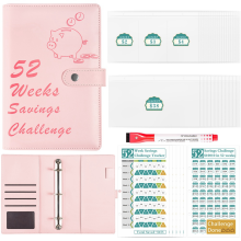 52 Week Money Saving Challenge Binder with Savings Challenges Book Cash Envelopes for Budget Planner Financial Pink