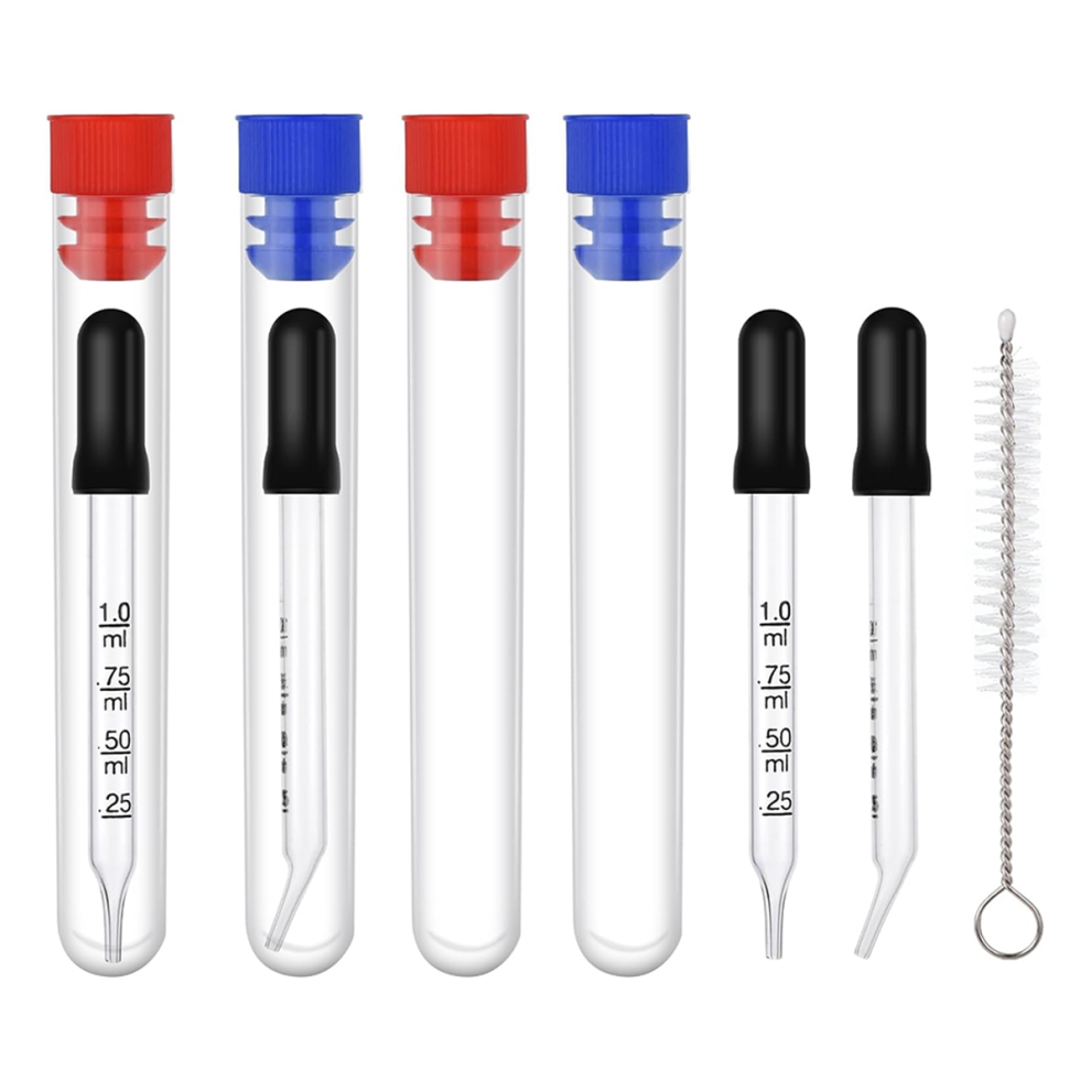 Saudism 4Pcs 1Ml Dropper, Eye Dropper Glass With Measurements Bent & Straight Tip, Calibrated Pipettes For Essential