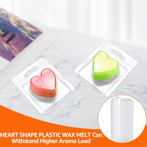 150Pack Wax Melt Container 1.3 Oz Plastic Set for Melts Clear Flip Top, Empty Candle Melt,Heart Shape 2
