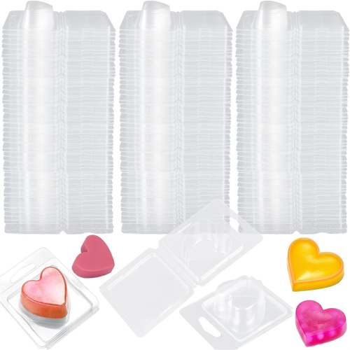 150Pack Wax Melt Container 1.3 Oz Plastic Set for Melts Clear Flip Top, Empty Candle Melt,Heart Shape 1