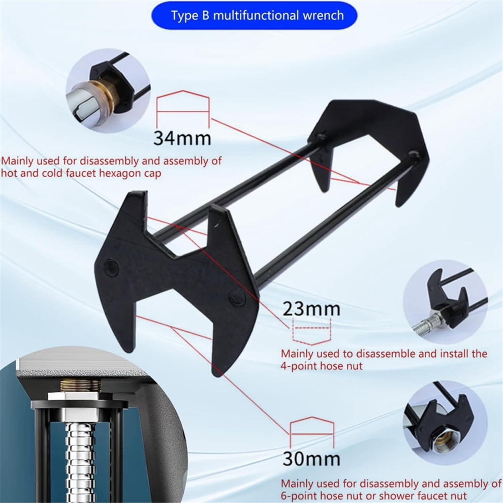 Sink Wrench, Faucet Plumber's Universal Undersink Wrench For Small Spaces,4Pcs 4852649040529