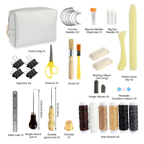 49 Pcs Hand Bookbinding Tools Kits for Beginners Binding Supplies Steel Ruler DIY Crafts 2