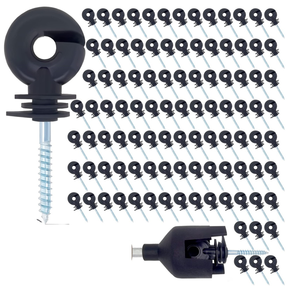 Electric Fence Insulator Screw-In Ring Post Wooden With Socket Tool,100Pcs,B 4852649043438