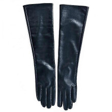 (45cm, black) Women Long Leather Gloves Full Fingers Winter Elbow Opera Gloves