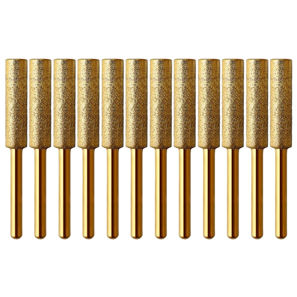 12Pcs Diamond Coated Cylindrical Burr 5.5Mm Chainsaw Sharpener Stone File Chain Saw Sharpening Carving Grinding Tools 4852649056384