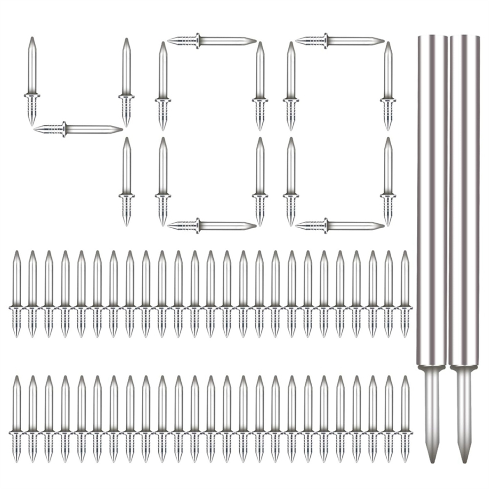400Pcs Seamless Nails Double-Headed Screw, Skirting Line Board Non Marks Special Hidden Thread With Sleeve Tool 4852649060107