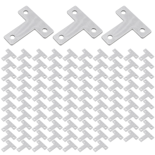 100pcs Flat Tee Mending Plate, Stainless Steel T Brackets Corner Braces, Multiple Holes Brace for Wood