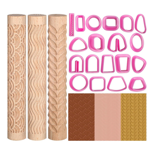 18 Pieces Polymer Clay Cutter for Making Earrings, Roller Ceramic Sculpting Tools DIY Handmaking