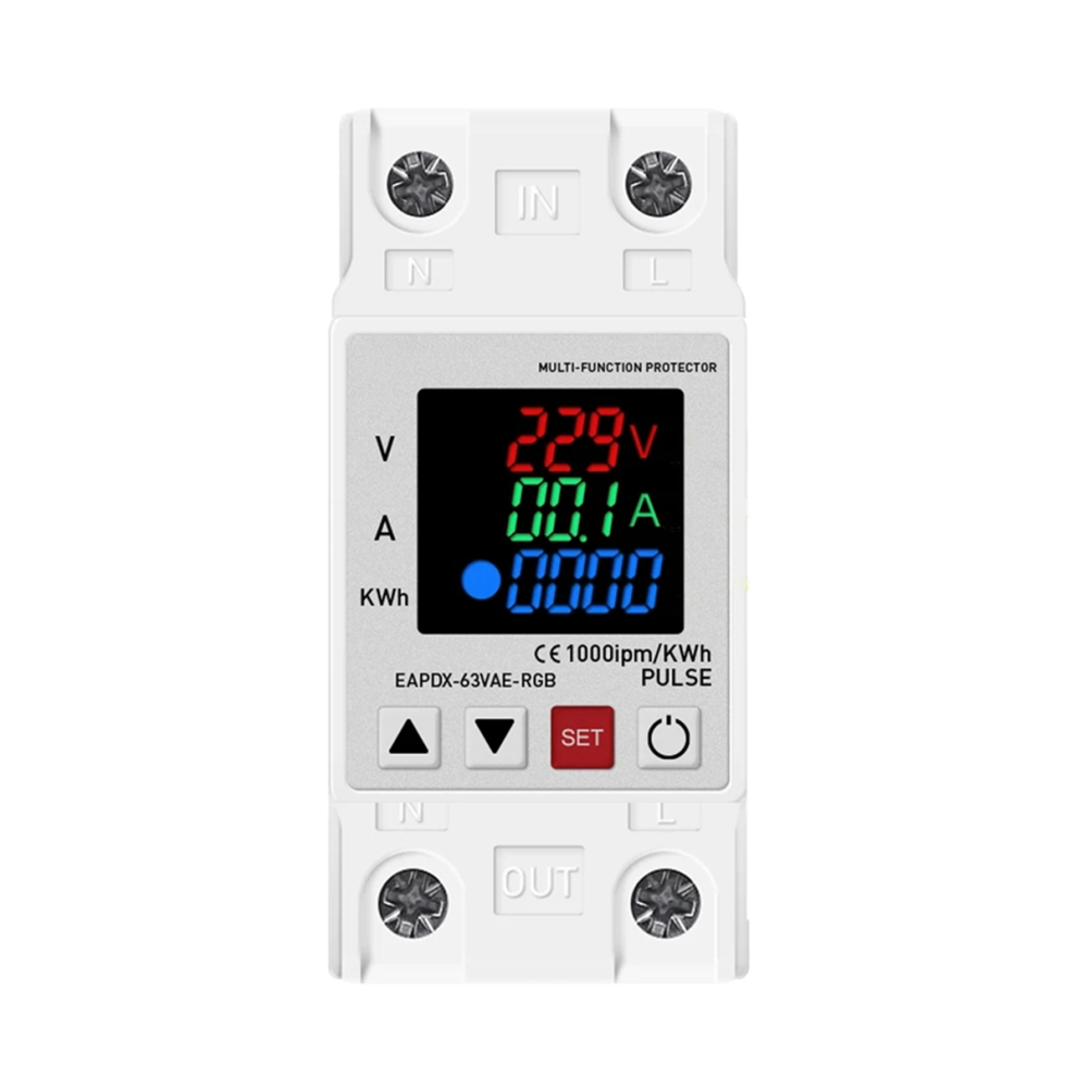 Din Rail Dual Display Adjustable Over Voltage Current And Under Protective Device 4852649059514