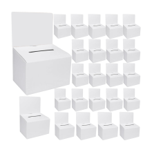 24 Pack Cardboard Ballot Box with Slot, Raffle Boxes 6x6Inch, Suggestion Removable Donation