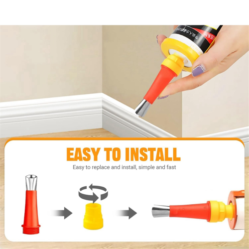 Universal Integrated Rubber Nozzle Tool Set, 33 Piece Caulking Stainless Steel Applicator Set 2
