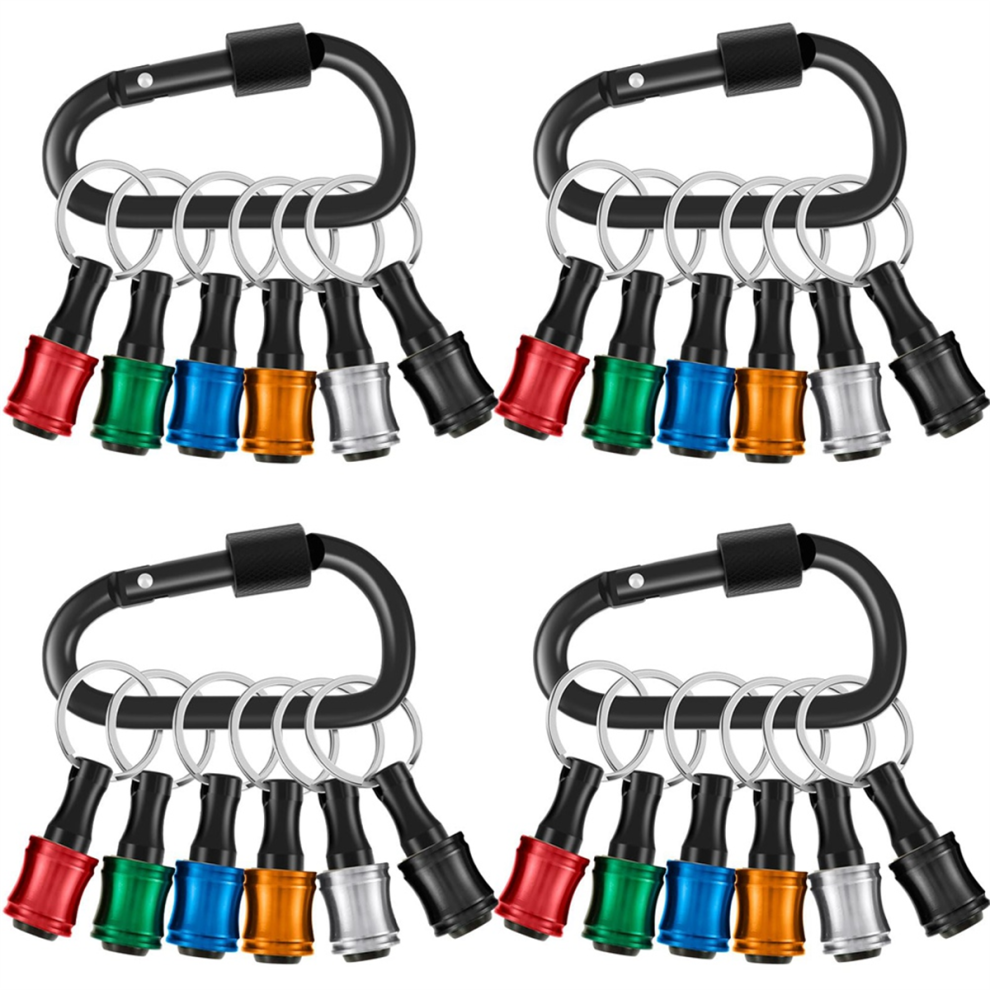 4Sets Hex Shank Screwdriver Bits Holder, Bit Holder Keychain For Impact Driver With Black Carabiner 4852649062439
