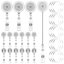 30Pc DIY Retractable Badge Holder Reels with Swivel Alligator Clip and Clear Circle Acrylic Sheet Reel Blanks