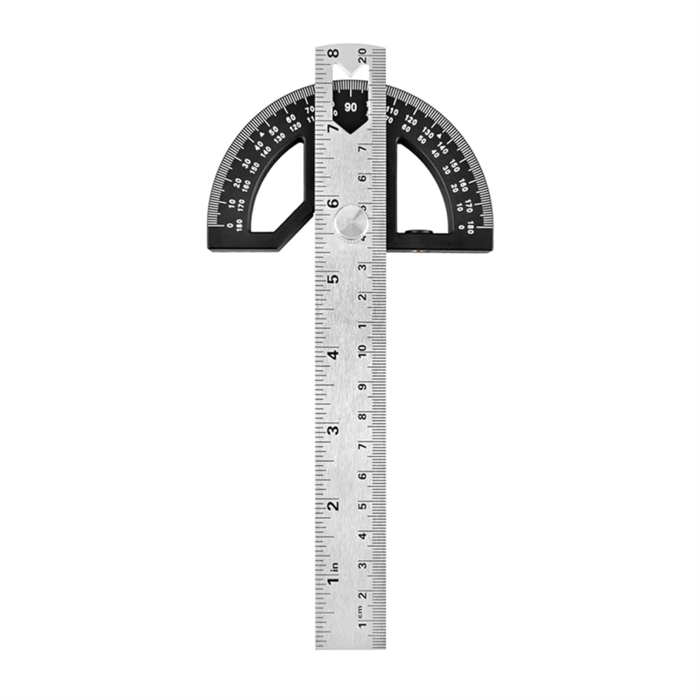Protractor Angle Finder Stainless Steel Ruler With Adjustable Square 8Inch Woodworking 8-Inch 4852649070939