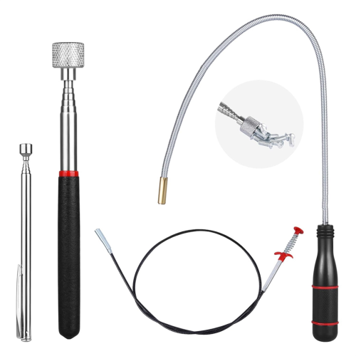 4 Pack Telescoping Magnet Pick-Up Tool Set, Extendable Magnetic Pickup 1-15 LB & 23inch Bendable Spring 1