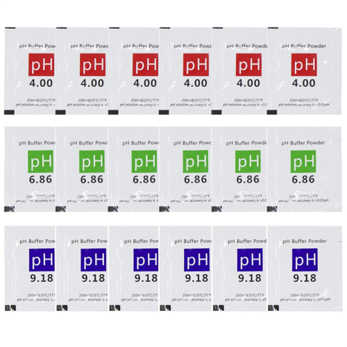 18 Pack PH Meter Buffer Solution Powder 6.86/4.00/9.18, Calibration Packets for Precise 1