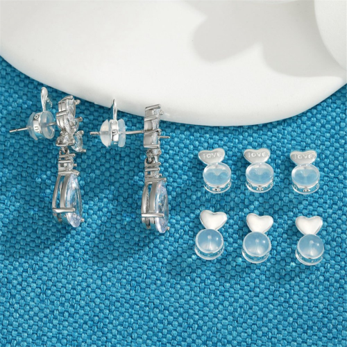 8PCS Earring Backs for -Ears, Lifter Replacements Heavy Earrings,Silver 2